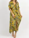 OLIVACEOUS COLD SHOULDER MAXI DRESS IN YELLOW PALM