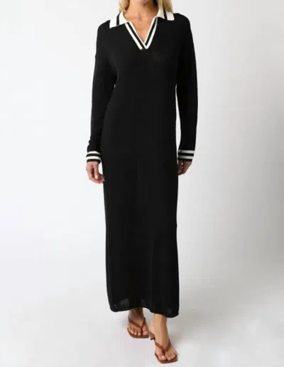 Olivaceous Collared Sweater Maxi Dress In Black Ivory