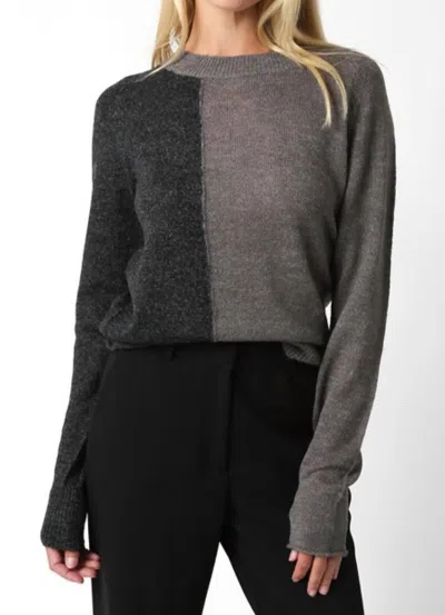 Olivaceous Colorblock Crewneck Sweater In Gray In Black