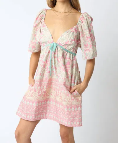 Olivaceous Conner Velvet Detail Dress In Pink
