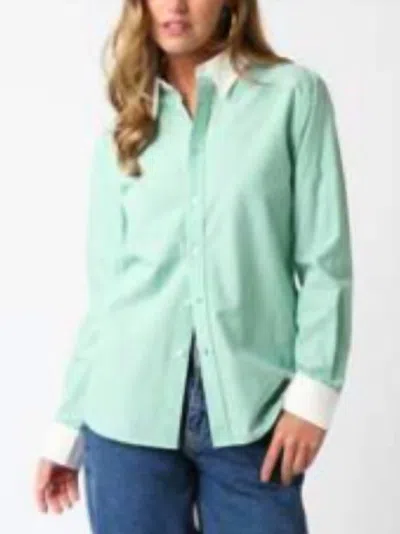 Olivaceous Contrast Button Down In Green And White