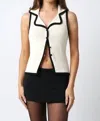 OLIVACEOUS CONTRAST LINED VEST IN IVORY