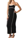 Olivaceous Contrast Trim Maxi Dress In Black In Black