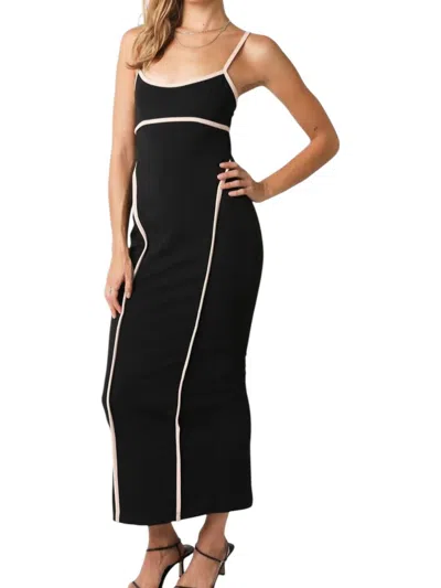 Olivaceous Contrast Trim Maxi Dress In Black