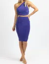 Olivaceous Cool One Shoulder Midi Skirt Set In Purple In Purple