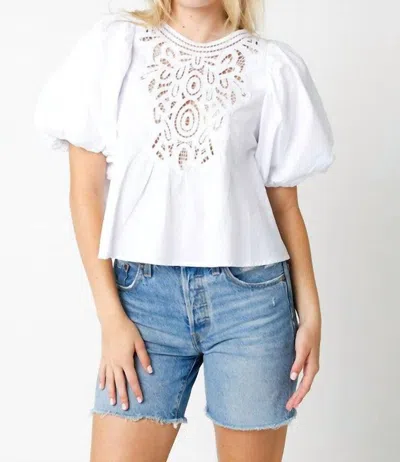 Olivaceous Cora Bubble Sleeve Top In White