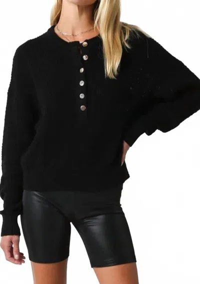 Olivaceous Cotton Buttoned Sweater In Black