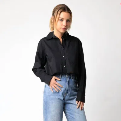 Olivaceous Cropped Button Down Shirt In Black