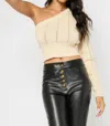 Olivaceous Cropped One Shoulder Sweater In Natural In White