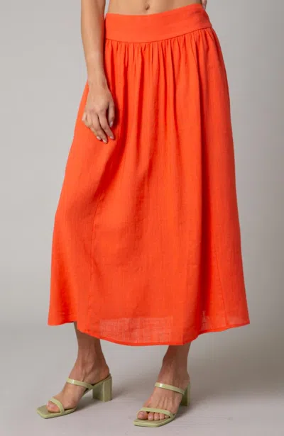 Olivaceous Cutie Midi Skirt In Orange