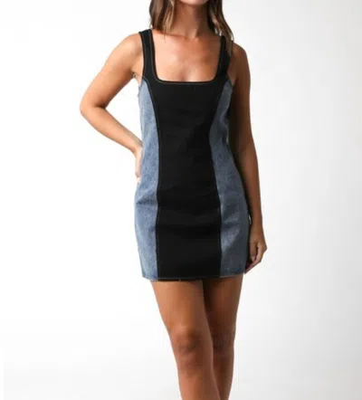 Olivaceous Dakota Dress In Denim & Black In Multi