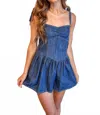 Olivaceous Dani Classic Romper In Denim In Blue