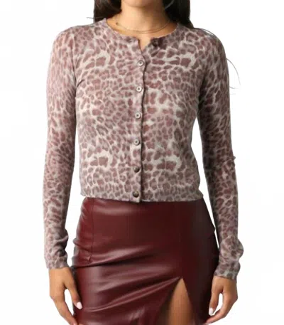 Olivaceous Dania Knit Top In Pink Brown Leopard In Multi