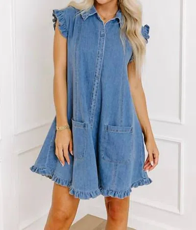 Olivaceous Denim Daydream Dress In Denim Medium Wash In Multi