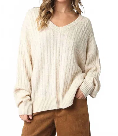 Olivaceous Dulce Knit Top In Oatmeal In White