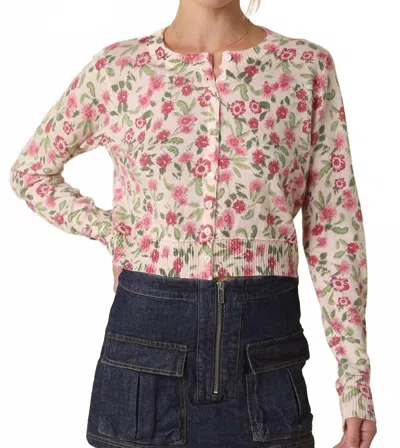 Olivaceous Emilee Floral Cardigan In Pink Red In Pattern