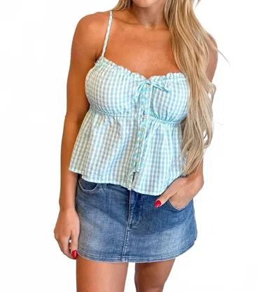 Olivaceous Emilie Peplum Cami Top In Mint In Multi