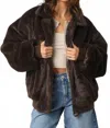 Olivaceous Emmy Faux Fur Jacket In Brown In Brown