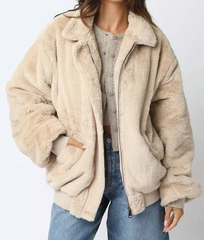 Olivaceous Emmy Faux Fur Jacket In Cream In Neutral