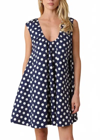 Olivaceous Erin Polka Dot Swing Mini Dress In Navy In Blue