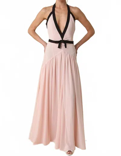 Olivaceous Evelyn Contrast Ribbon Maxi Dress In Pink