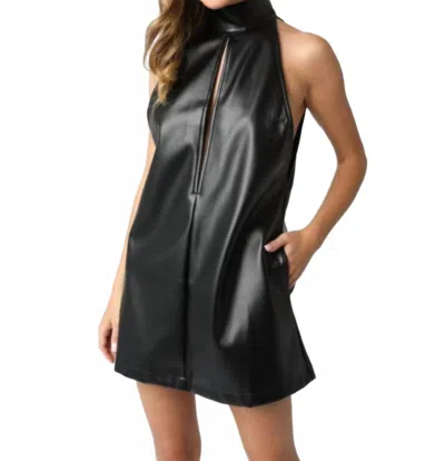 Olivaceous Faux Leather Kenley Dress In Black