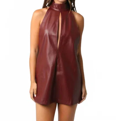 Olivaceous Faux Leather Kenley Dress In Red In Burgundy