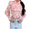 Olivaceous Fiona Floral Puff Sleeve Corset Top In Pink In Pink
