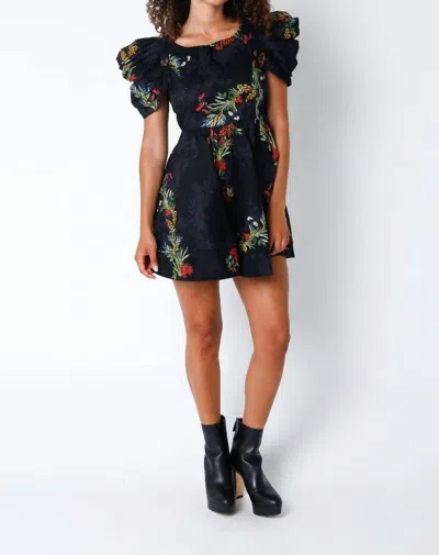 Olivaceous Floral Mini Dress In Black