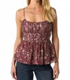 Olivaceous Floral Pleated Top In Plum In Brown