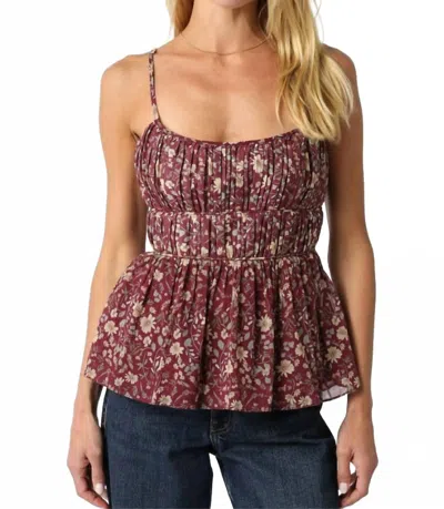 Olivaceous Floral Pleated Top In Plum In Brown