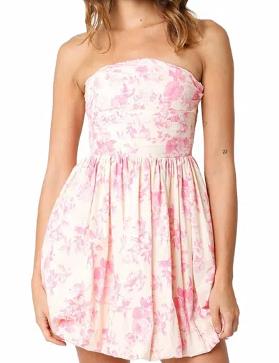 Olivaceous Floral Strapless Mini Dress In Pink