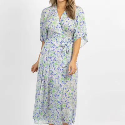 Olivaceous Floral Wrapped Midi Dress In Multi