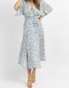 Olivaceous Floral Wrapped Midi Dress In Multi