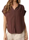 Olivaceous Flutter Sleeve Blouse In Brown In Brown