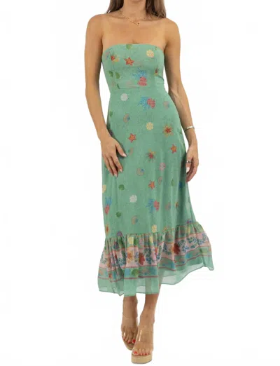 Olivaceous Folly Strapless Maxi Dress In Green