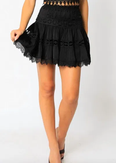 Olivaceous Frankie Crochet Skirt In Black