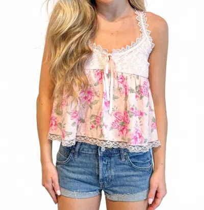 Olivaceous Garden Floral Top In Pink