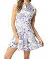 Olivaceous Genny Floral Dress In White/ Blue In Blue