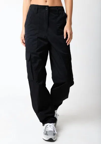 Olivaceous Gia Cargo Pant With Drawstring Bottom In Black