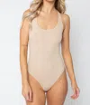 Olivaceous Gigi Racerback Tank Bodysuit In Taupe In Beige