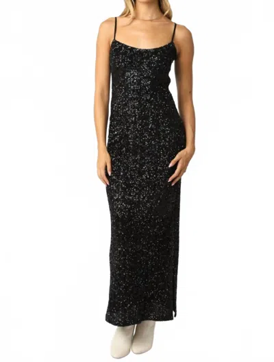 Olivaceous Gilded Night Midi Dress In Black