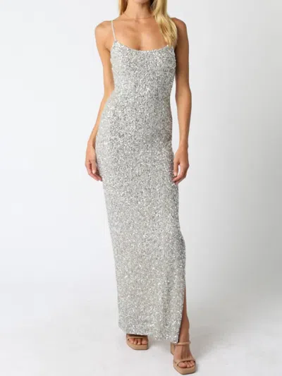 Olivaceous Gilded Night Midi Dress In Silver In Gray