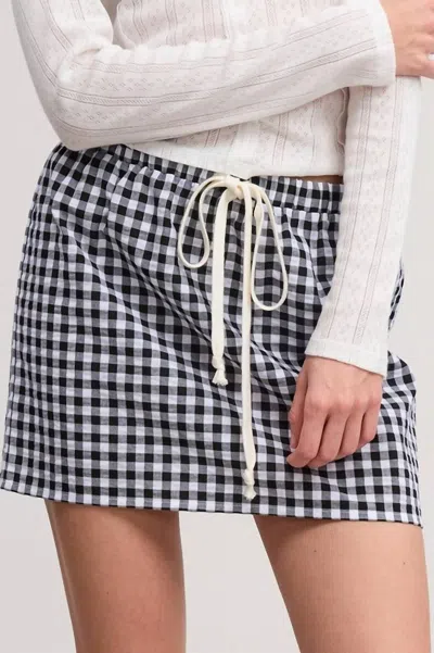 Olivaceous Gingham Check Skirt In Black /white In Blue