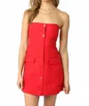 Olivaceous Giselle Strapless Mini Dress In Red In Red