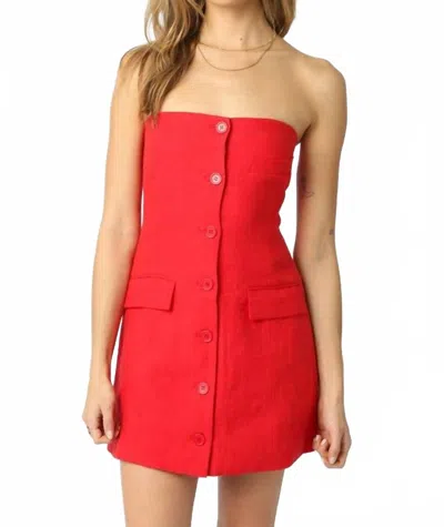 Olivaceous Giselle Strapless Mini Dress In Red