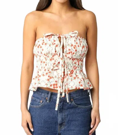 Olivaceous Grace Ruffled Top In Orange Floral Print In Multi