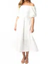Olivaceous Gracie Eyelet Puff Sleeve Midi Dress In White In White