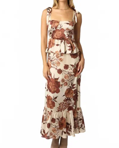 Olivaceous Gracie Ruffled Dress In Coffee Cream Brown