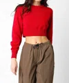 Olivaceous Haille Cropped Sweater In Red In Red